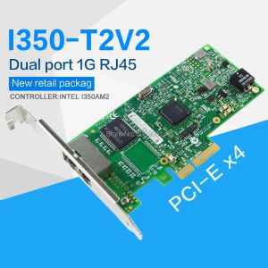 Kort FanMi I350T2V2 PCIe 4X Server Dual RJ45 Port Gigabit Ethernet LAN Intel I350AM2 1G Network Card