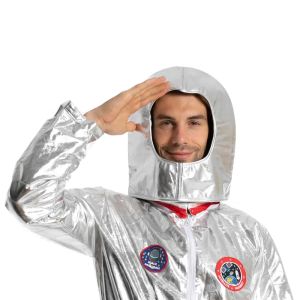 Eraspooky vuxna barn silver astronaut hjälm kostym spaceman huvudbonad tillbehör karneval party huvudbonke halloween