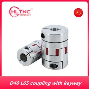 1 st tre käkar D40L65 kopplar aluminium plommon flexibel axelkopplingsmotorkontakt CNC flexibla kopplingar med 5 mm nyckelväg