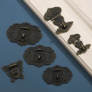 1pc Antique Bronze Hinge Zine Liga de zine Localiza trava vintage Hasp Jóias de jóias Caixa de madeira decoração Acessórios de mobiliário Hardware de móveis