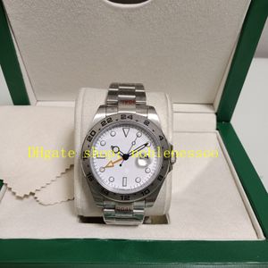 Autentyczne męskie zdjęcia ze zegarkami pudełkami Men 42 mm Sport Black White Dial Orange Hand 226570 Automatyczny ruch 904L Stalowa bransoletka zegarek mechaniczny