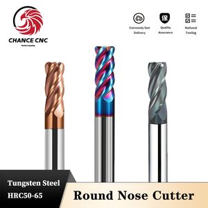 Round nose cutter Corner Radius End Mills CNC R Bullnose Cutter Metal Router Tool 4 Flutes R0.5 R1 Carbide Milling Cutter flutes