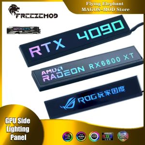 Kylande frezemod RGB GPU -sida RTX 3080 3090 Grafikkort bakplatta, VGA 4070 4080 4090 RX6800/6900XT GTX ROG Lighting Panel 5V 3P Aura