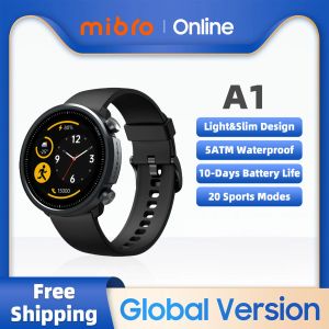 Saatler Mibro A1 Smartwatch Global Versiyon Kan Oksijen Kalp Hızı Monitörü 5atm Su Geçirmez Moda Bluetooth Sport Erkek Kadınlar Akıllı Saat