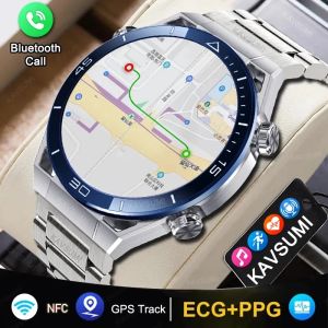 Orologi 2024 NFC Smart Watch Men GPS Track Bluetooth Call Bluetooth Watch Wireless Carica Wireless Dialtura cardiaca ECG Smartwatch per iOS