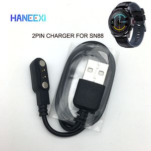 Высококачественный магнитный кабель 2PIN для зарядного устройства для SN88 SN80 Smart Watch Bracelet Black Power Chargers Зарядка кабелей данных