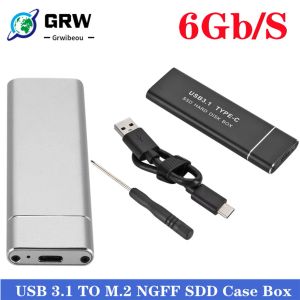 Gadgets USB 3.1 TypeC to M.2 NGFF SSD Mobile Hard Drive Disk Box 6Gbps External Enclosure Case for m2 SATA SSD USB 3.1 2260/2280