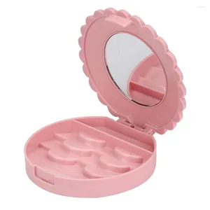 Storage Boxes Pink Portable Acrylic Cute Bow False Eyelash Box Makeup Cosmetic Mirror Case Organizer Bathroom Supplies #