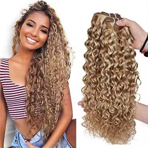 Best Quality Brazilian Water Wave 27 613 mixed balayaged ombre Blonde Hair Extensions Virgin Human Hair Bundles Weft kinky curly 100g free shipping