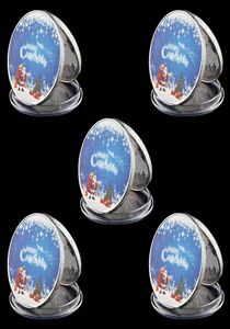 5pcs Feliz Christmas Coin Craft com Papai Noel e Deer Po Silver Plated Metal Challenge Badge7576596