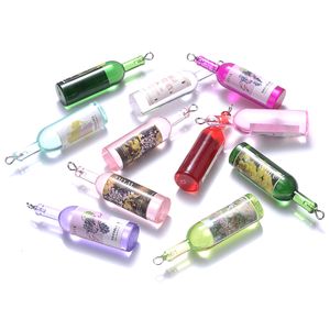 Design clássico 10 PCs Resina Resina Vinho Bottle Charms Coquetel Pingente de garrafa para jóias Fazendo descobertas Acessórios DIY