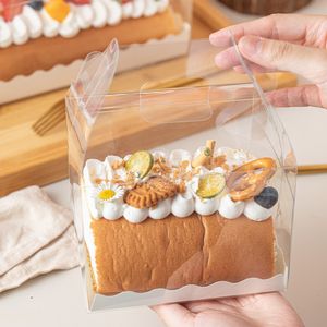 StoBag 5pcs Swiss Roll Cake Box Packaging Beard Transparent Hand Towel Roll Mousse Wholesale Birthday Wedding Handmade Gift