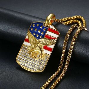 Hip Hop Jewelry Gold Plated Diamond American Eagle Pendant Necklace