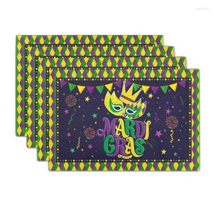 TATS de mesa 1pc Mardi Gras Linen Placemats Máscaras de decoração Place resistente ao calor do tapete para refeições na cozinha