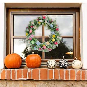 Flores decorativas Spring Wreath Garland Rattan Decoração de casa Flor da casa Casamento House Ovos coloridos porta da frente