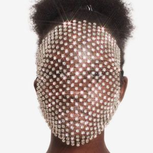 Stonefans Mesh Rhinestone Face Jewelry Mask Bling Wedding Party Veil Women Full Crystal Face Shield Face Mask Rave Decoration