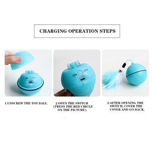 Electric Automatic Rolling Ball for Cats Laser Feather Toys for Cats Interactive Magic Ball USB Rechargeable Pet