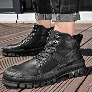 Stiefel Männer Knöchelstiefel echte Leder -Männerschuhe High Top mehr Freizeitplüsch Winterstiefel mit Fell warme Schneestiefel Männer Großhandel Großhandel