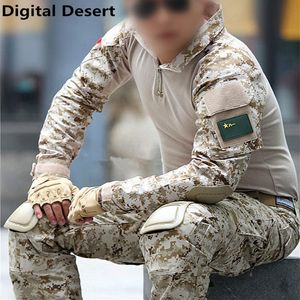 Taktische Jagdhemd+Hosen mit Knie Ellbogenpolster Armee Militäruniform Tarnung Kleidung Ghillie Anzug Outdoor Cambat Frosch Set