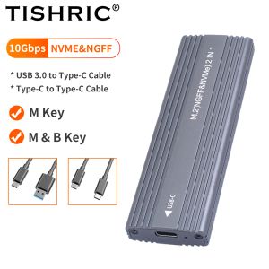 Enclosure TISHRIC M2 SSD Case NVMe NGFF M.2 SSD Enclosure Sata Hard Drive Enclosure External HD Case USB 3.1 Gen2 USB C Hard Disk Box/Case