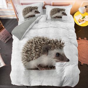 Adorável Hedgehog Quilt Capa Rainha King Single Size Bedding Set