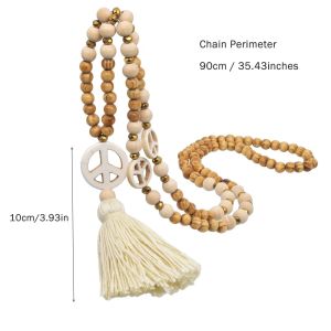 Yumfeel Tassel Long Necklace Handgjorda träpärlor Sten lugn pendell Kvinnor Summer Beach Dresses Halsband