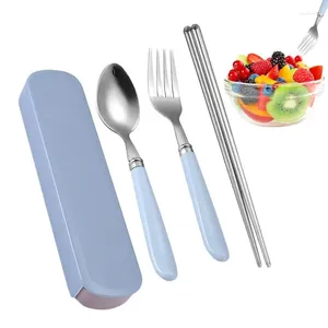 Set di stoviglie set utensile set portatile in acciaio inossidabile posate posate cucchiaio forchetta con utensili da viaggio in scatola di stoccaggio Accessori da cucina