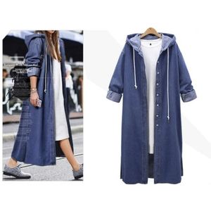 Frauen mit Kapuze Casual Long Sleeve Denim Jacke Jean Coat Damen Kleidung Overtock 240402