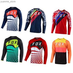 Camicie ciclistiche tops pipistrello in discesa a manica lunga camicia moto in bicicletta enduro t-shirt mountain mountain mountain mountain jersey abbigliamento ciclistico y240410