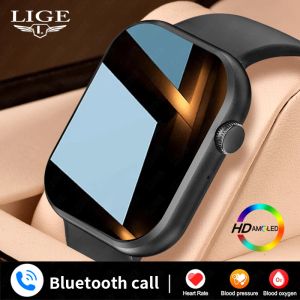 الساعات Lige Smart Watch Bluetooth Call Smartwatch for Men Women Sports Litness Bracelet Voice Assistant Rate Monitor Smartwatch