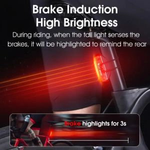 Bike Intelligent Sensing Brake Taillight COB LED Smart Auto Sensor Rear Light Lamp Cycling Lighting Lantern Bicycle Accessories