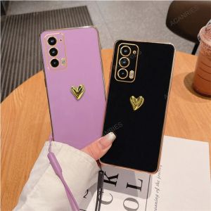 3D Gold Heart Plating Silicone Soft Case For Motorola Moto Edge 20 Cover Edge20