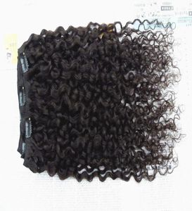 Yeni stil Brezilyalı bakire kıvırcık saç atkı klipsinde işlenmemiş kıvrımlı doğal siyah renk insan uzantıları Beayy Hair3946482