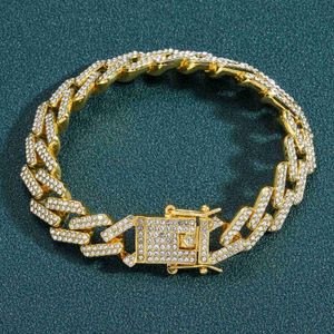 Bransoletka Hip Hop 14 mm Strip Cuban Diamond Cuban Diamond Men's Fashion S925 Srebrna bransoletka