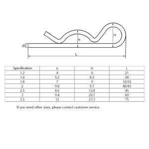 1/20 M1.2 M1.8 M2 M2.5 M3 M3.5 M4 M5 M6 DIN 11024 Spring Cotters R type Pins for cars hw292