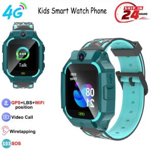 Смотреть детские 4G Smart Watch GPS Wi -Fi видео звонок SOS Водонепроницаемые дети Smart Watch Camera Location Location Набор голосового телефона Watch