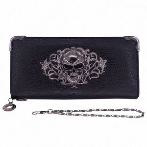 SGARR Kvinnor plånböcker FI Designer PU läderpunk plånböcker Kvinna LG Skull Ladies Clutch Bag Famous Brand Famale Purse A7C9#