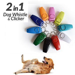 1PCS 2 IN1 Tragbare Haustierhundklicker und Whistle Ring Stück Puppy Dog Training Guide Lieferungen mit Key Ring Perro Adiestramiento