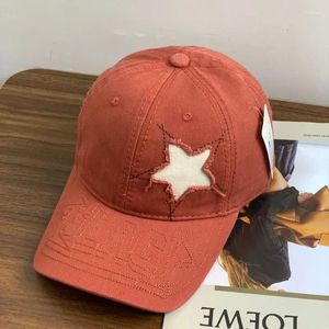 Ball Caps Retro Hole Five-pointed Star Baseball Hat Men and Women Spring Summer Breathable Adjustable Outdoor Sunshade Sport Cap