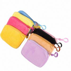 Solid Plush Coin Purse Women's Cute Wallet ID Card Bag Keychain minimalistiska myntpåse Kawaii Plånböcker för kvinnor O5DS#