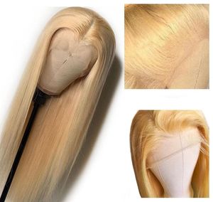Transparent 613 Blond spetsfront peruk lång osynlig färg rak mänskligt brasiliansk hår remy peruker för svarta kvinnor förplucked2011522
