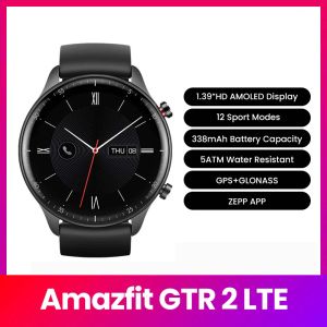 Relógios Amazfit SmartWatch GTR 2 LTE Global Versão 1.39 '' HD AMOLED SLEAT MUSIC PLAY IMPROVENDO IMPRESSÃO SMINT RELISTA 95 NEW NOBOX