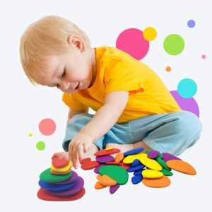 Montessori Rainbow Transparent Pebbles Kids Educational Toys Plastic Transparent Rainbow Pebbles Stacking Game Educational Toys