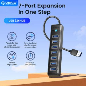 Hubs ORICO 7 Port USB3.0 HUB Mini Splitte High Speed Notebook Extension for Computer Laptop Accessories Macbook Pro usb hub