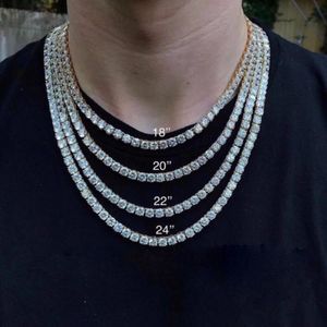 3mm 4mm Round Cut Iced Out Cubic Zirconia Tennis Link Chain Hiphop Top Quality CZ Box Clasp Necklace Women Men Jewelry273I