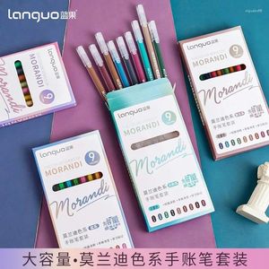 9pcs Morandi Color Gel Pen Conjunto de caneta multi -color