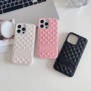 Case di telefono designer per iPhone 15 14 13 12 Pro Max 15Pro 15promax 14Pro Fishon Diamond Lattice 3 colori Lettere opzionali Exprinted Lettere Black Pink White Phone Cover Case