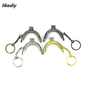 20 Pcs/Lot 5 CM Golden/Bronze/Silver/Gun Black Half Round Metal Purse Frame Kiss Clasp Lock With Key Ring Bag Parts Accessories 240401