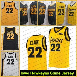 Men Jersey 22 Iowa Hawkeyes Caitlin Clark Sarı Kolej Basketbol Formaları Oyunu Ed Yeni