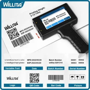 Printers Willita Portable Handheld Inkjet Printer For Batch Number Barcode UV QR Code Logo Textile Hand Date Printer Label Coding Machine